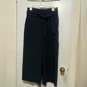 Wide leg cropped navy pants